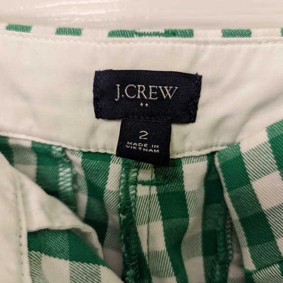 J. Crew Size 2 green and white gingham shorts - Picture 3 of 4